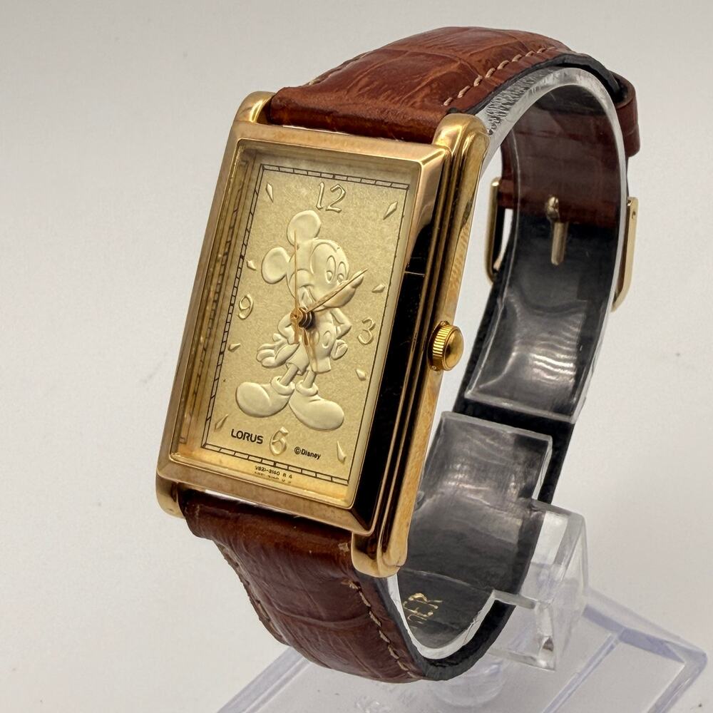 Collectible Vintage Lorus Disney Mickey Mouse Gold Tank Watch